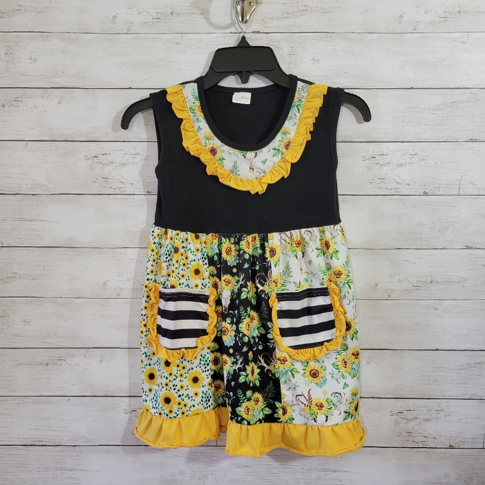 Girls Boutique Brand‎ Sunflower Skulls Tunic Dress Southwest Western Size 10/12